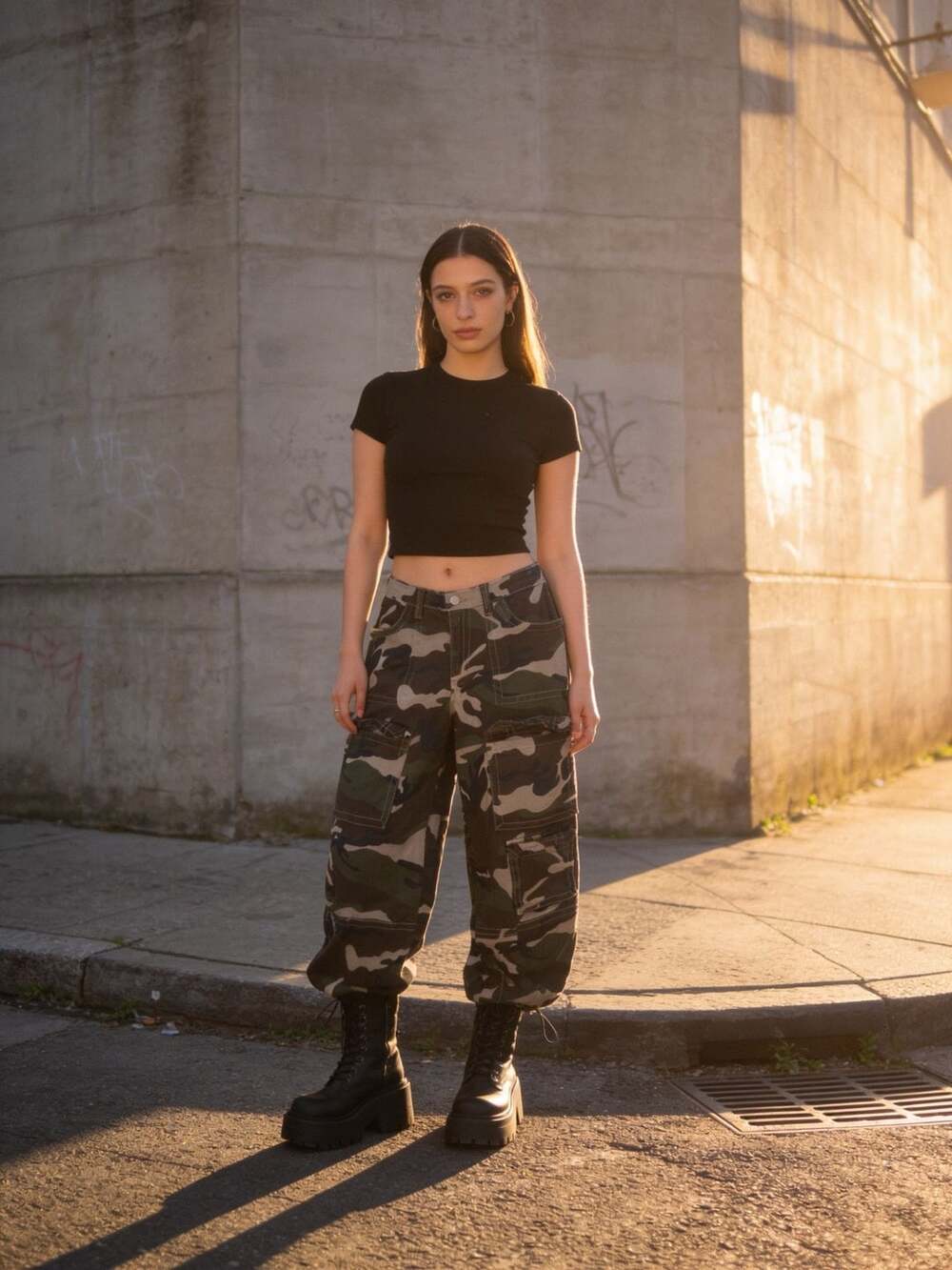 Madden Girl Camo Cargo Pants Large